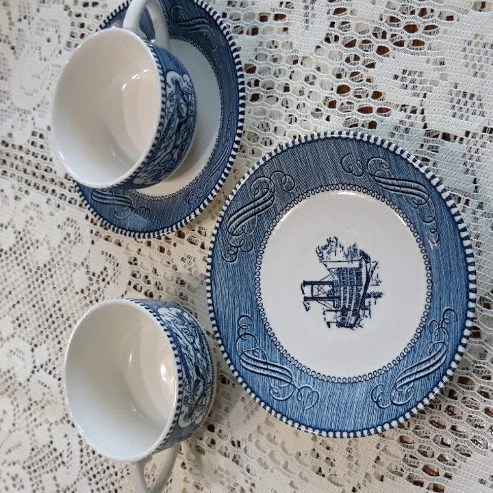 Currier & Ives cups and sauces